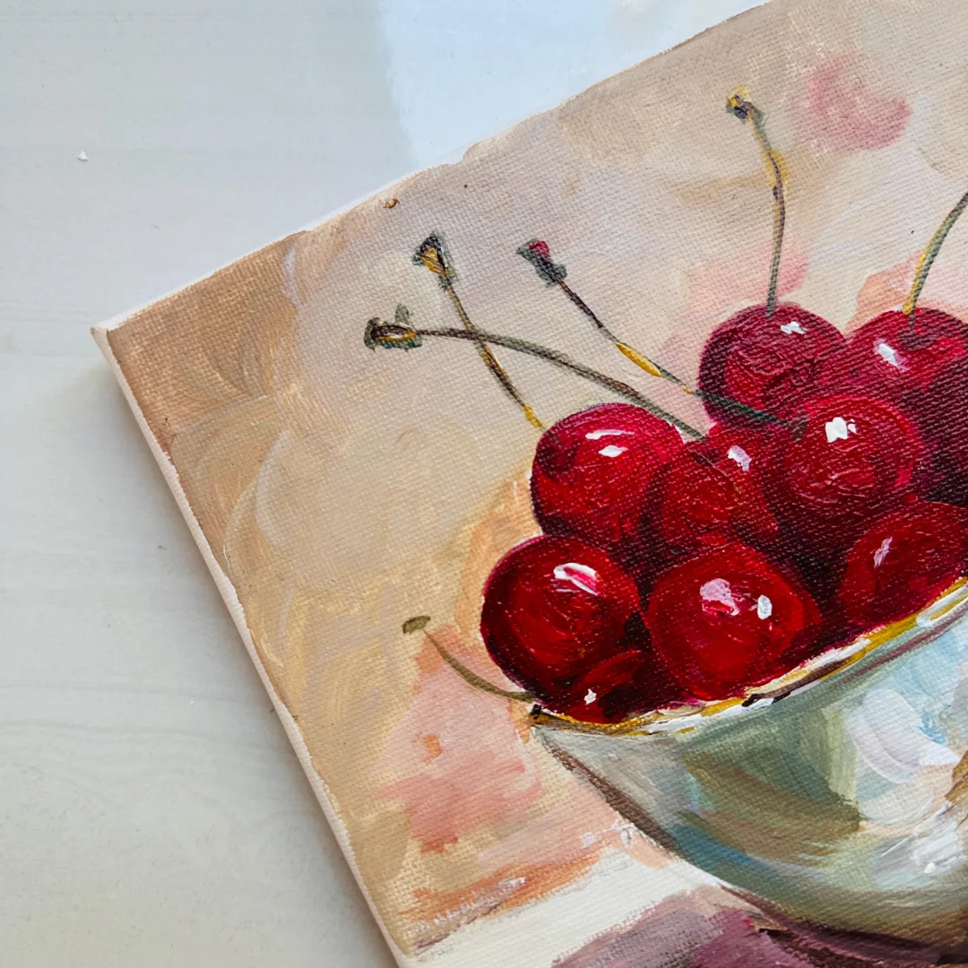 Cherry still life oil painting