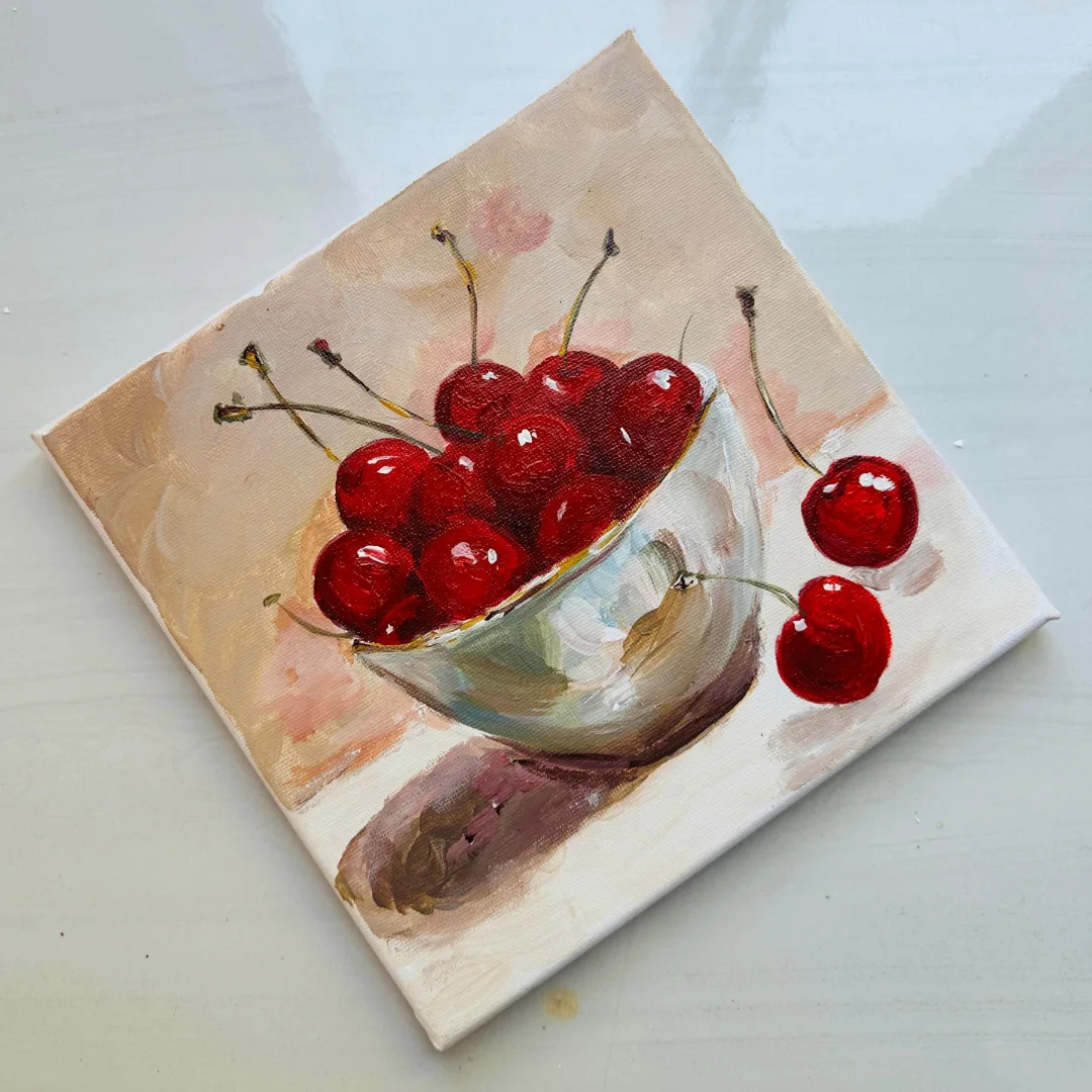 Cherry painting close-up detail