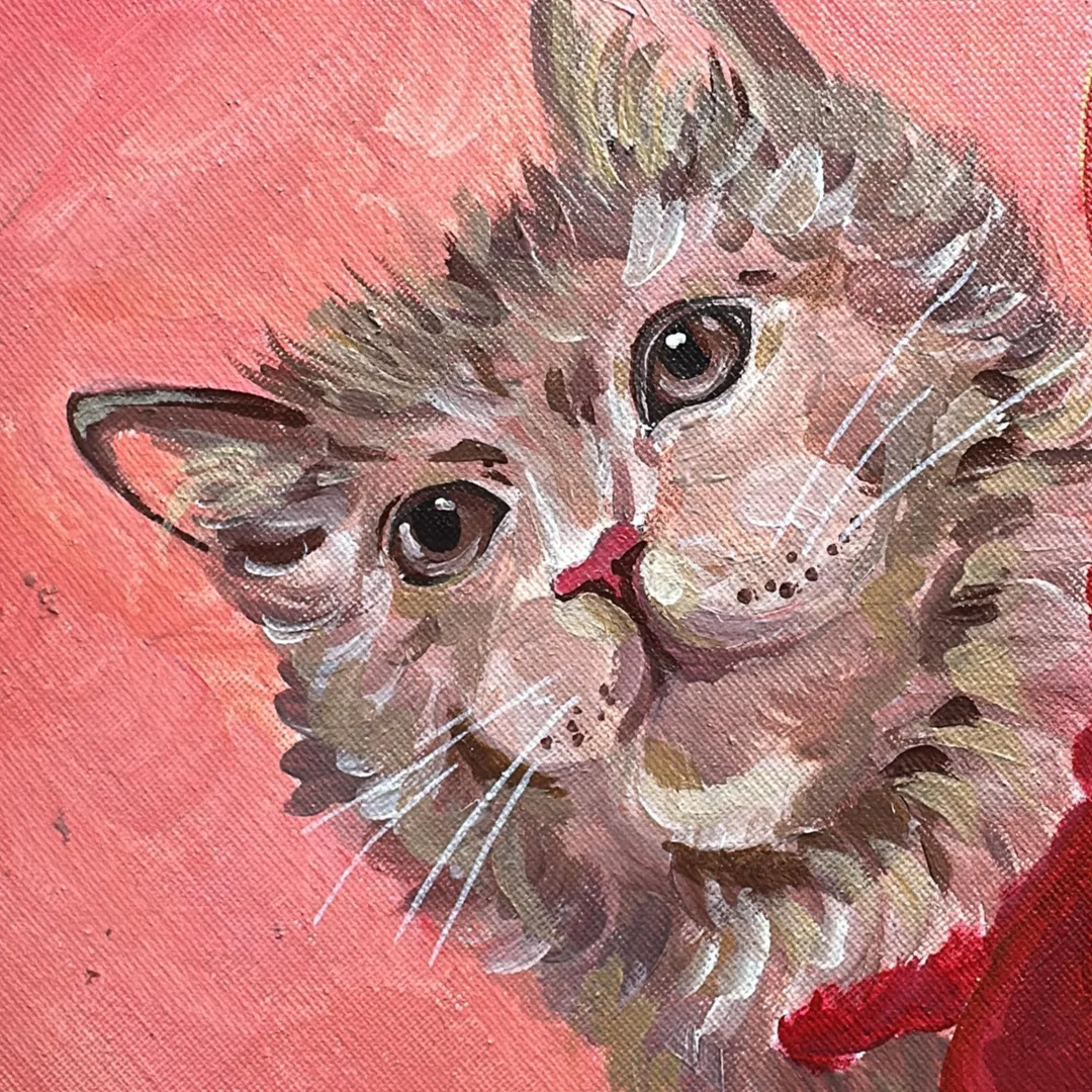 Kitten portrait in acrylic