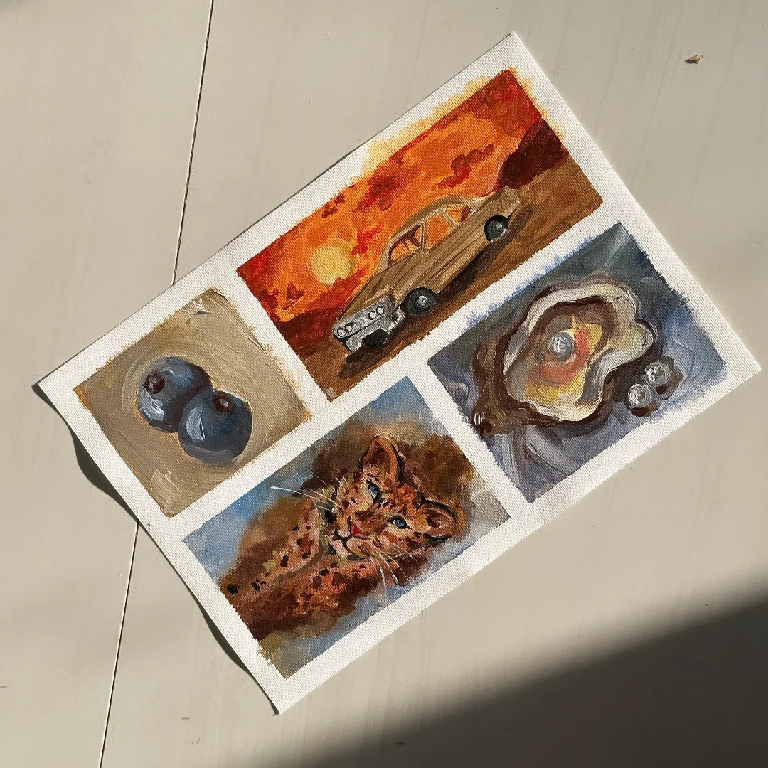 Collage of four mini paintings