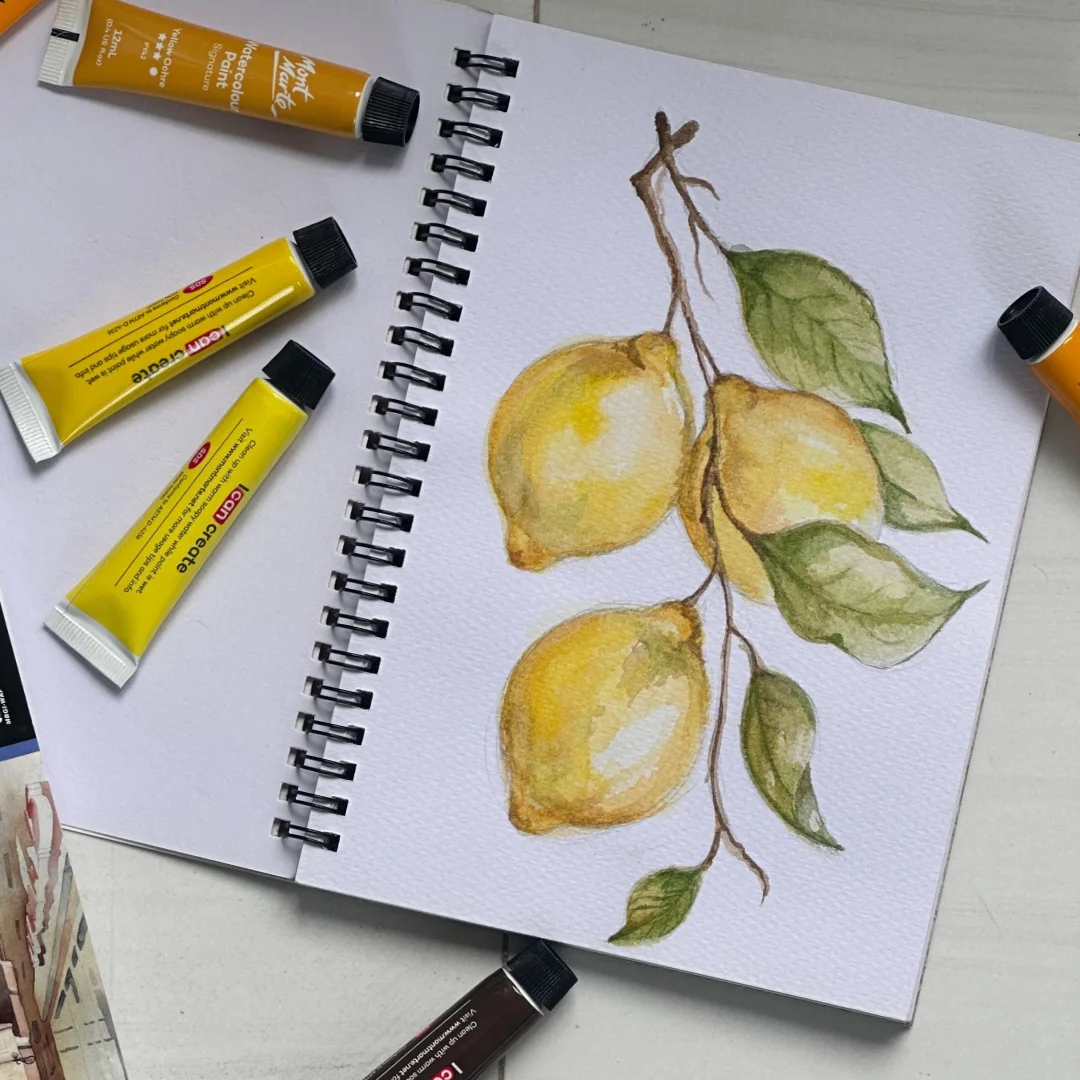 Watercolour lemon branch painting