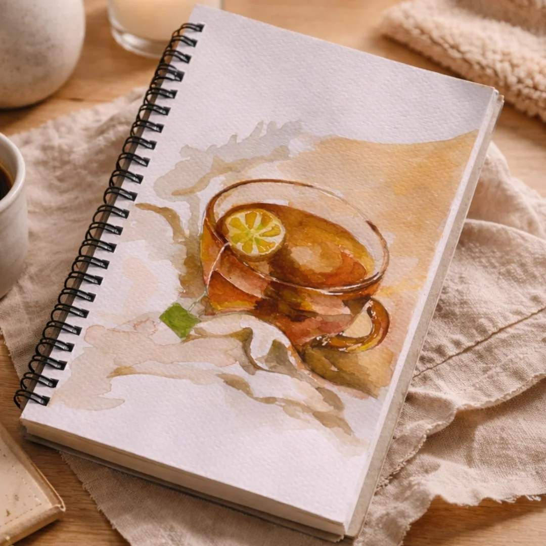 Watercolour tea cup painting